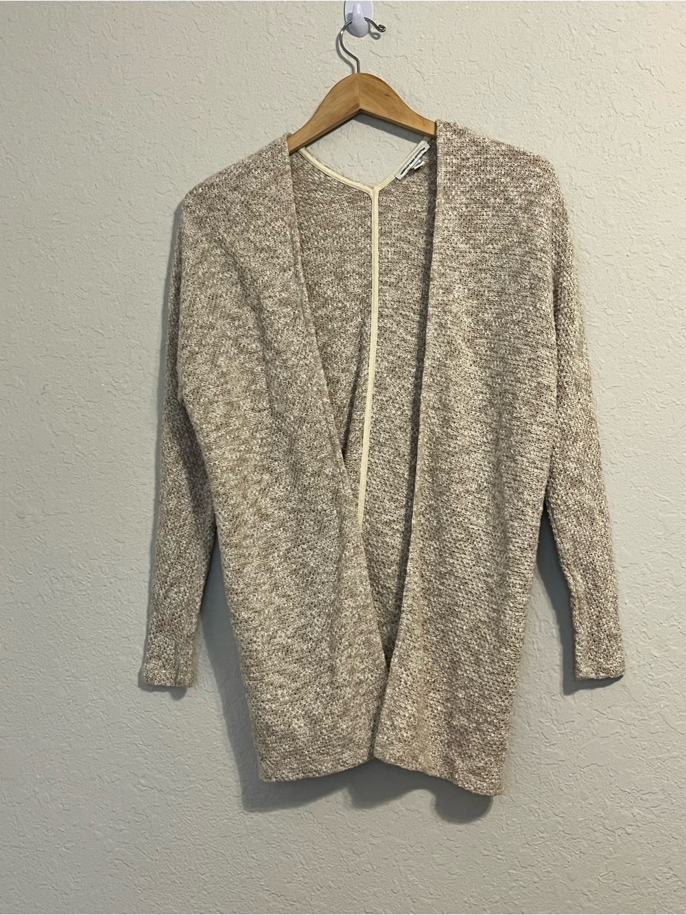 American Eagle XS Marled Open Front Cardigan Neutral Cotton Blend Lightweight